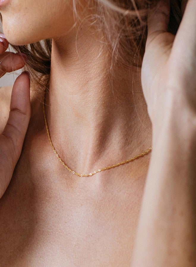 BAYLAY Gold Chain for Women - 18K Gold Plated Chain Necklace Woman Dainty Gold Necklace for Women Non Tarnish Gold Necklace Gold Chain Gold Jewelry Gifts Size 18 inch - Image 4